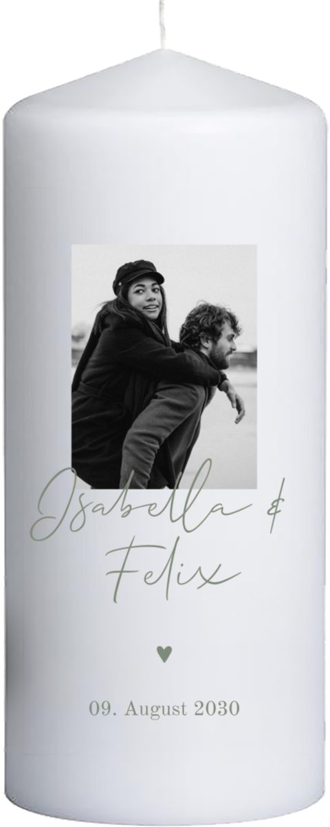Hochzeitskerze mit Foto - 20 cm hoch, 8 cm Ø