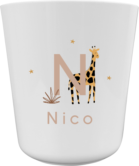 Tasse mit Anfangsbuchstaben und Giraffenmotiv