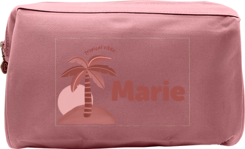 Kulturtasche mit Namen und tropischer Insel