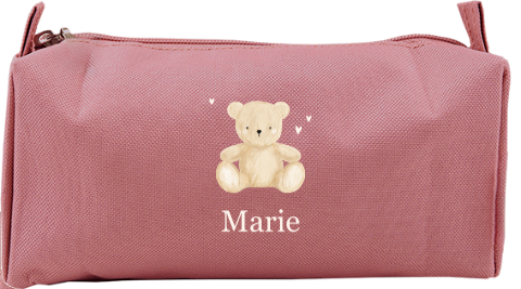 Federmäppchen mit Name und Teddybär