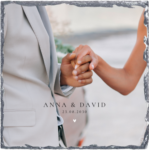 Schieferfliese zur Hochzeit mit eigenem Foto