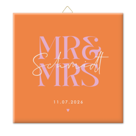 Hochzeitsfliese mit Colorblocking in Orange und Pink