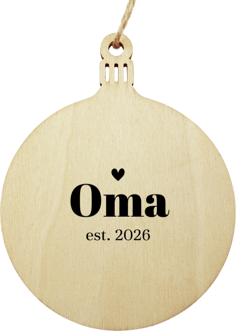 Hölzerne Weihnachtskugel mit Schwangerschaftsankündigung für Oma