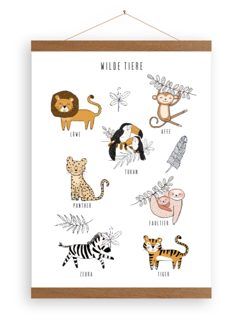 Leinwandposter  Bild wilde Tiere incl Holzlatten