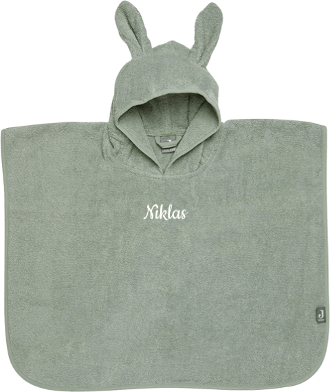 Jollein Badeponcho mit süßen Öhrchen und gesticktem Namen