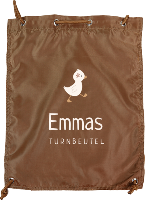 Kinderturnbeutel mit kleinem Enten Motiv und anpassbarem Namen