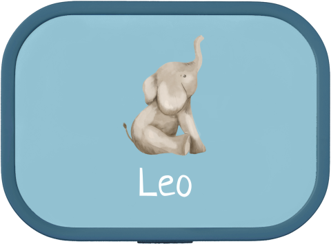 Personalisierte Brotdose mit Namen und niedlichem Elefantenmotiv