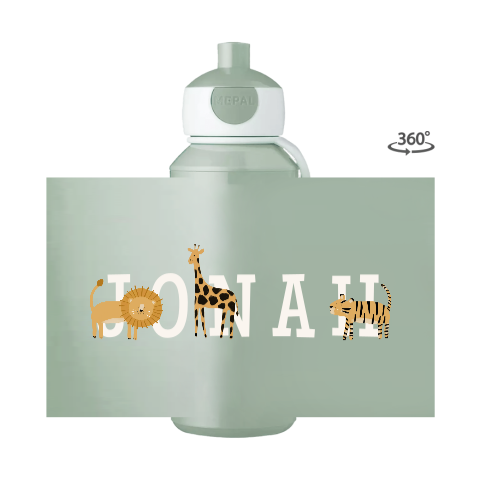 Mepal Trinkflasche rundum personalisiert mit Löwe, Giraffe und Tiger