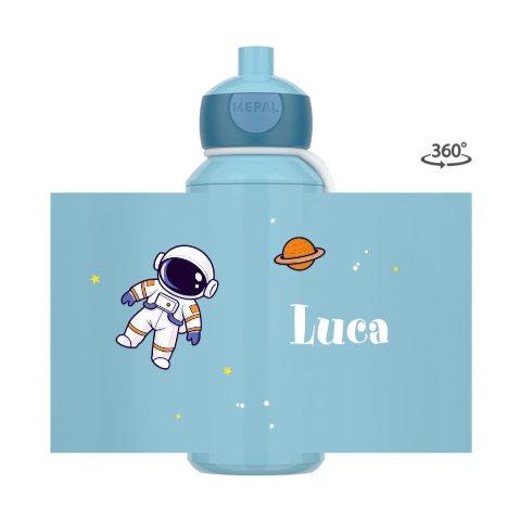 Mepal pop-up Trinkflasche Campus mit Name und Astronaut im Weltraum