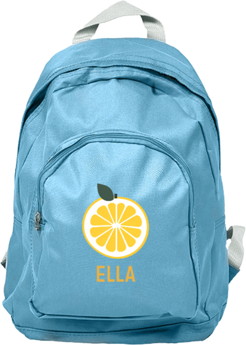 Sommerliche Schultasche mit Namen und Zitrone