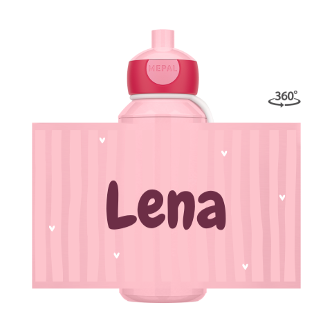 Mepal pop-up Trinkflasche Campus mit rosa Streifen, Namen und Herzchen
