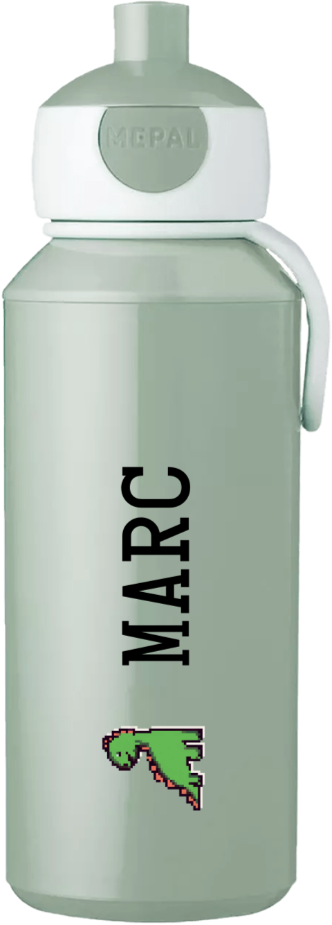 Mepal Pop Up Trinkflasche mit Pixel-Dinosaurier und Namen