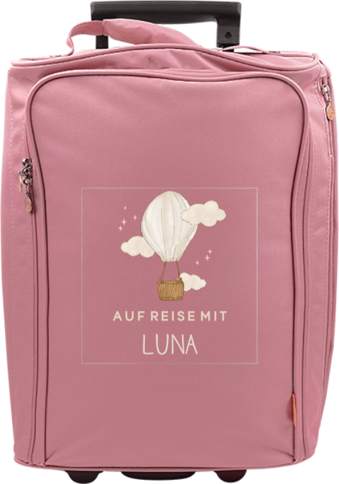 Schlichter Kindertrolley mit Namen und Heißluftballon für Mädchen