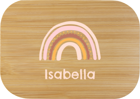 Edelstahl-Brotdose mit Name und Regenbogen