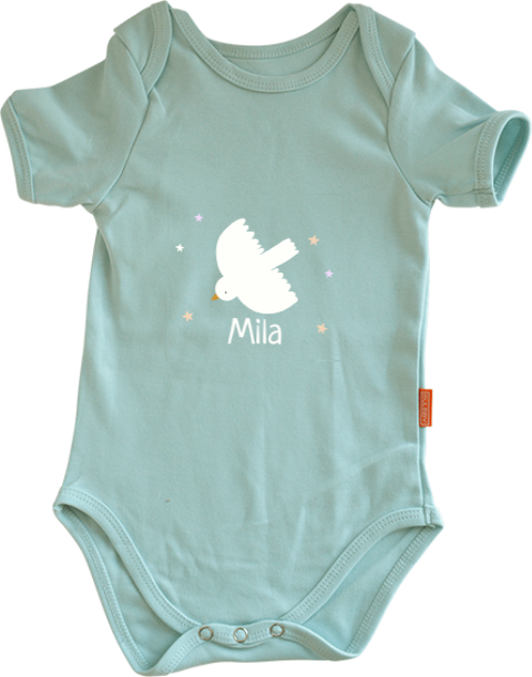 Personalisierter Strampler mit Vogel und Namen