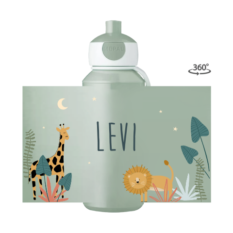 Mepal pop-up Trinkflasche mit Name und Dschungel-Design