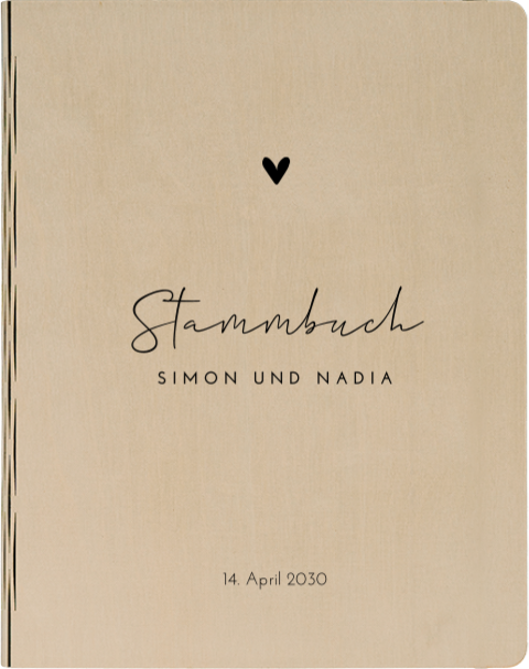 Stammbuch aus Holz zur Hochzeit mit minimalistischem Design