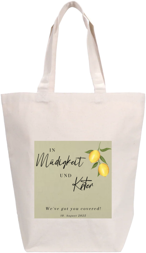 Mediterraner Goodiebag als Gastgeschenk zur Hochzeit mit Zitronen