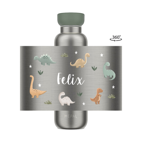 Mepal Thermosflasche mit Name und Dino-Muster