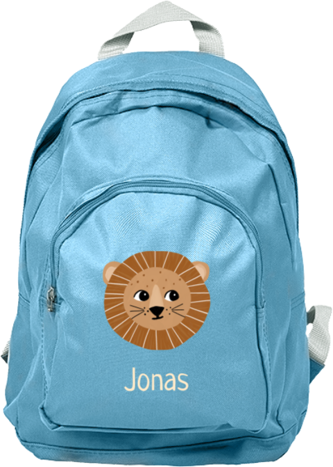 Personalisierter Kinderrucksack mit süßem Löwen und Namen