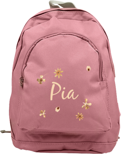 Schlichter Kinderrucksack mit Namen und Trockenblumen