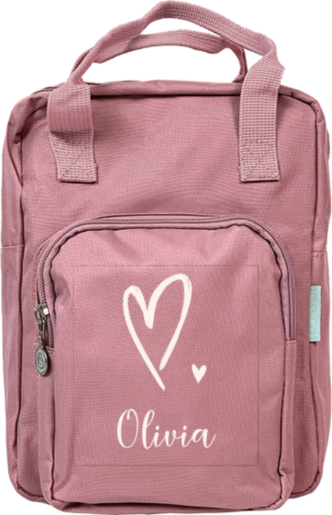 Personalisierbarer Rucksack mit Namen und Herz