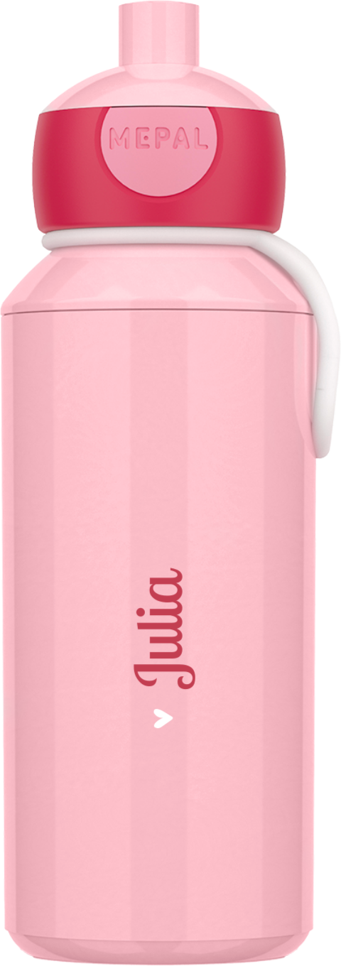 Schlichte Mepal Pop Up Trinkflasche mit Namen und Herzchen für Mädchen
