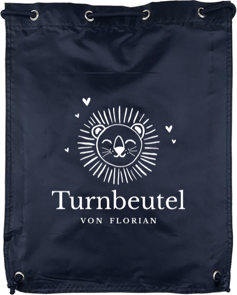Turnbeutel mit Namen und Löwen Motiv