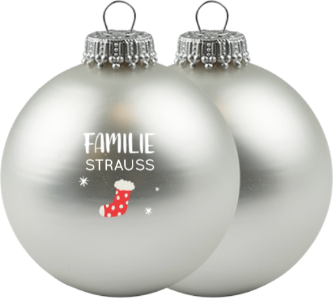 Weihnachtskugel mit Familiennamen - Personalisiert | 2 Stk