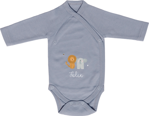 Baby-Body langarm mit Löwe und Elefant