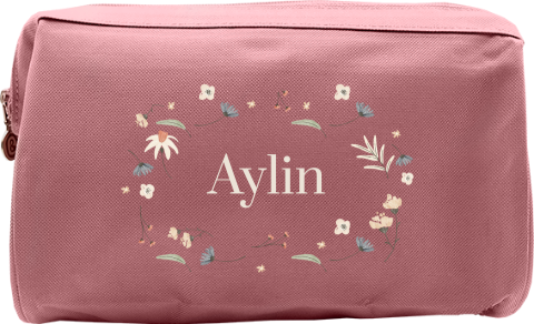 Kulturtasche mit Namen und Blumenmuster