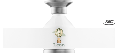 Dopper Edelstahl MINI mit Namen und Löwe im Heißluftballon