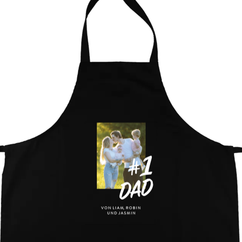 Personalisierte Kochschürze zum Vatertag "#1 Dad" mit Familienfoto