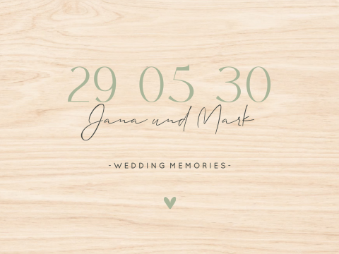Hölzerne Erinnerungskiste zur Hochzeit mit Schrift in Salbeigrün