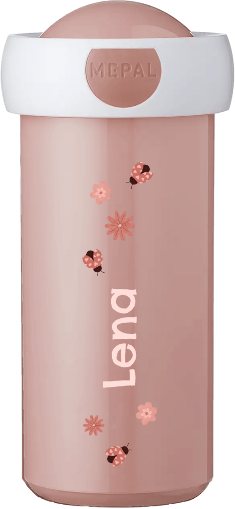 Mepal Campus Trinkflasche mit Name, Blumen und Marienkäfern