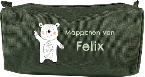 Personalierbare Federtasche mit Bären Motiv und Namen