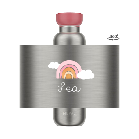 Mepal Thermosflasche mit Name, Regenbogen und Wolken