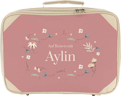Kinderkoffer mit Namen und Blumenmuster