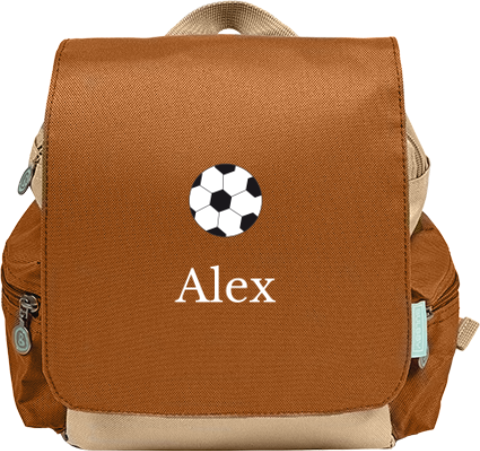 Rucksack mit Name und Fußball