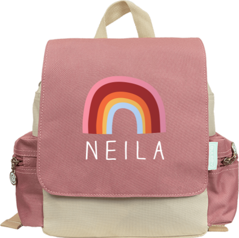 Rucksack mit Name und Regenbogen