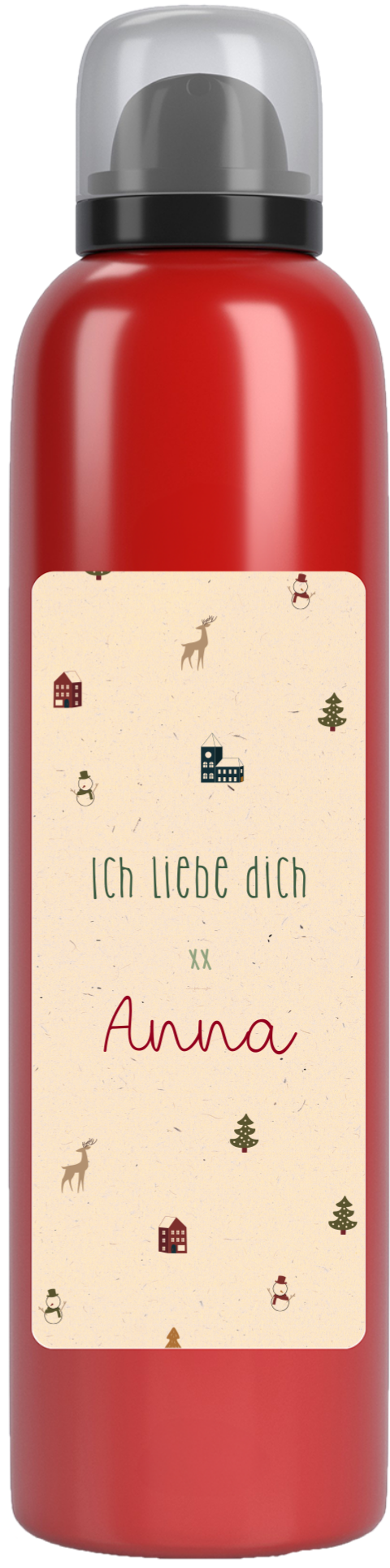 Foto auf Duschgel mit beigefarbenem Etikett – Weihnachtspräsent