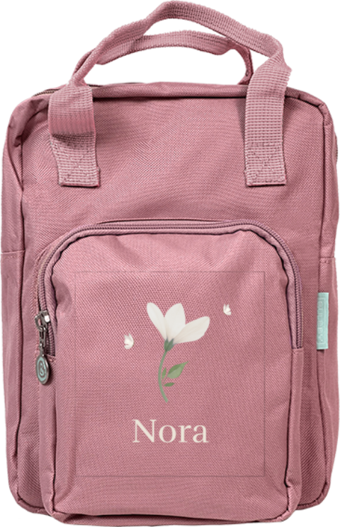 Rucksack Classic mit Namen, Blume und Schmetterlingen