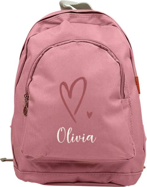 Niedlicher Kinderrucksack mit Namen und Herzen