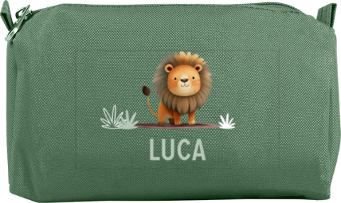 Federmäppchen mit Löwenmotiv und Namen des Kindes