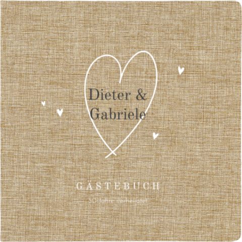 Gästebuch aus Leinen mit Herzen