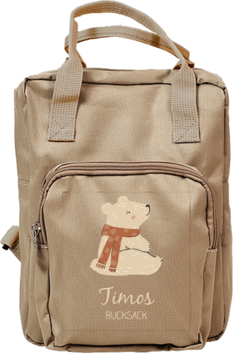 Niedlicher Rucksack mit Namen und sitzenden Bären