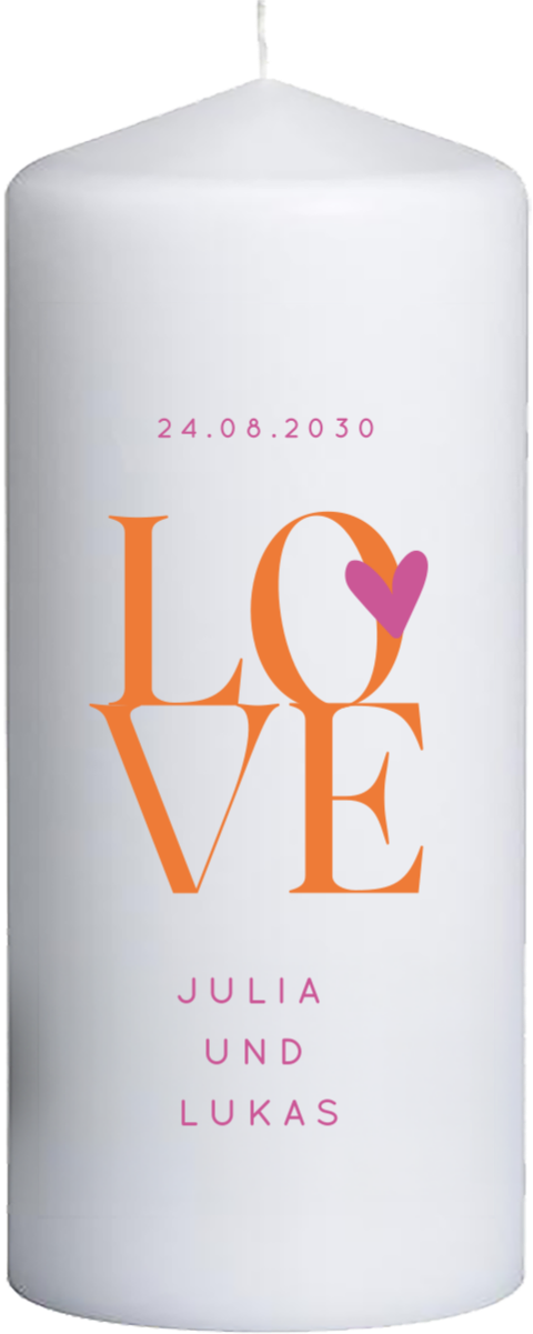 Hochzeitskerze Colorblocking - 20 cm hoch, 8 cm Ø