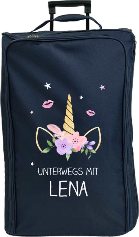 Personalisierter Reisetrolley mit Namen und Einhorn