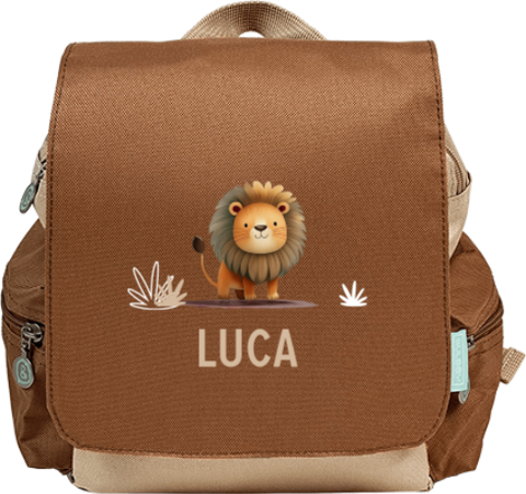 Rucksack Adventure mit Namen und niedlichen Löwen
