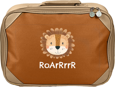 Personalisierter Kinderkoffer mit Namen und Löwenkopf